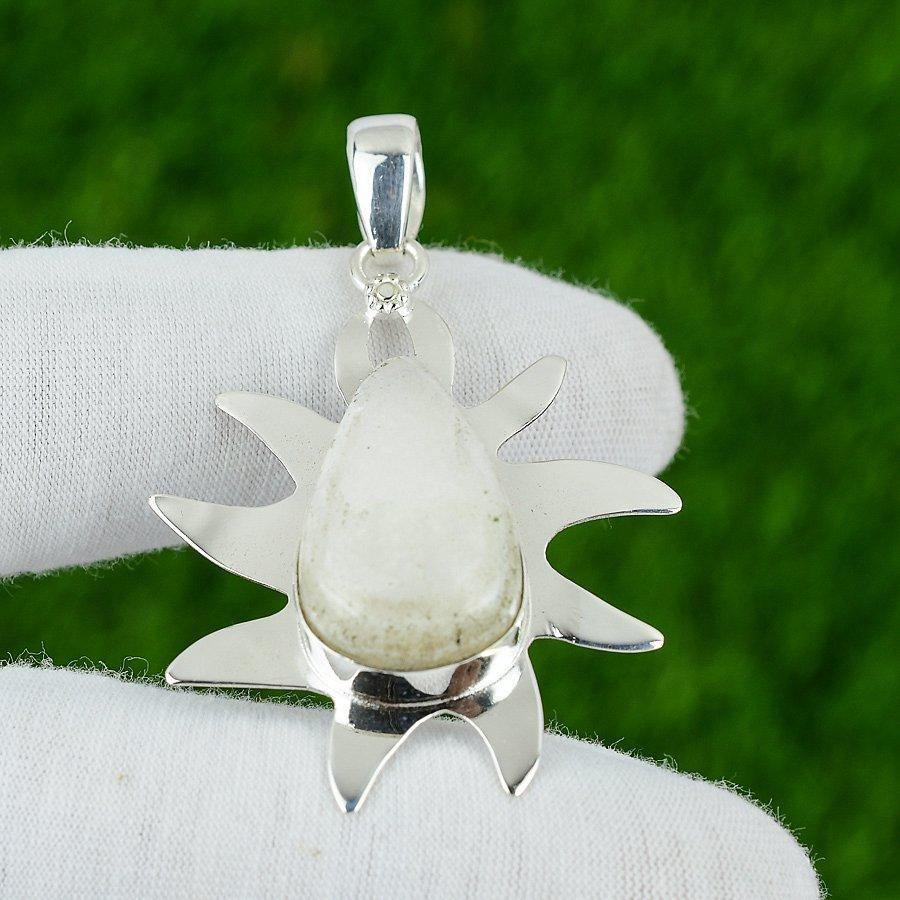 Geburtstagsgeschenk für sie Naturweißer Quarz Edelstein Anhänger 925 Sterlingsilber