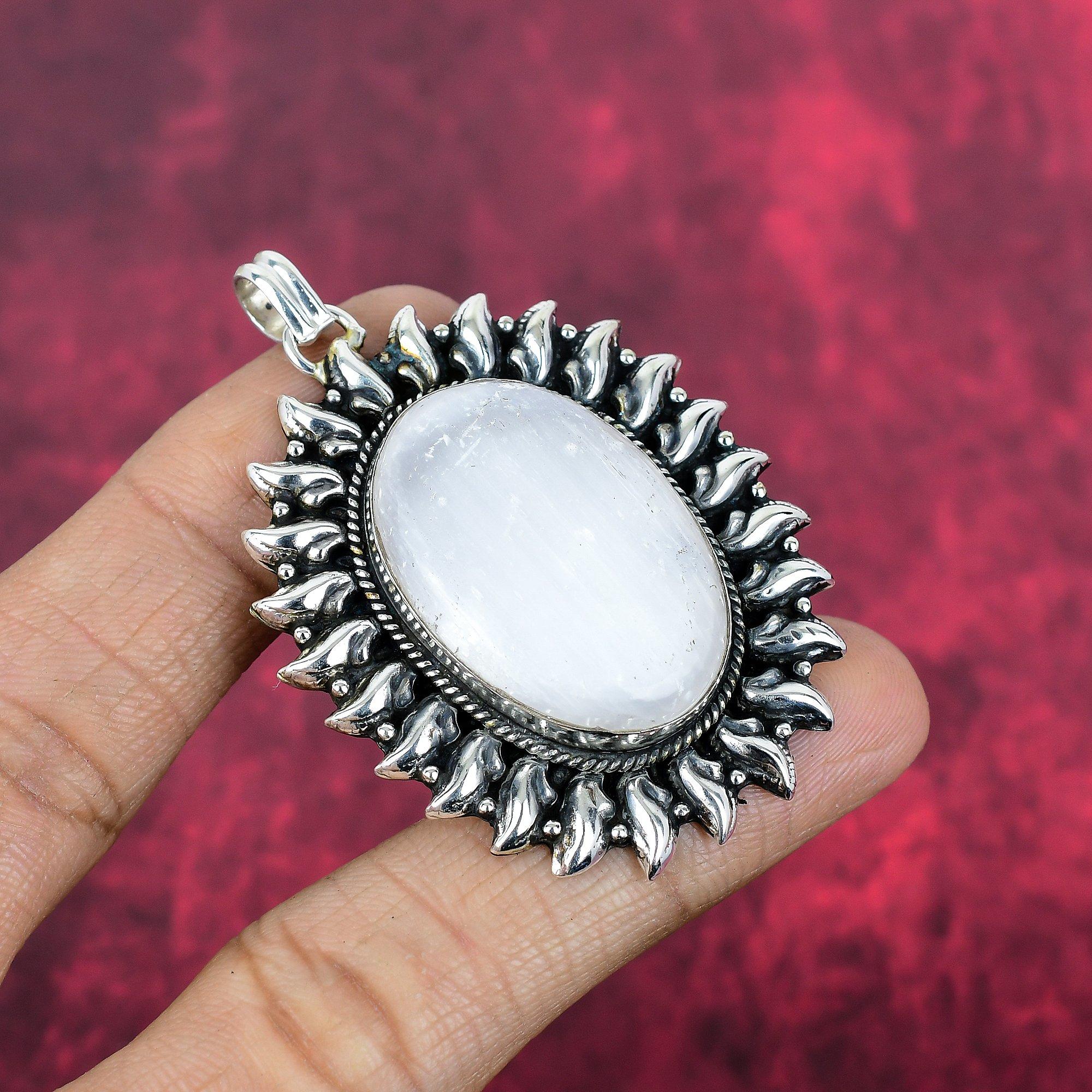 Přívěsek Rainbow Moonstone Šperky z drahých kamenů, Přívěsek z masivního stříbra 925, Ručně vyrobený krásný přívěsek na šperky