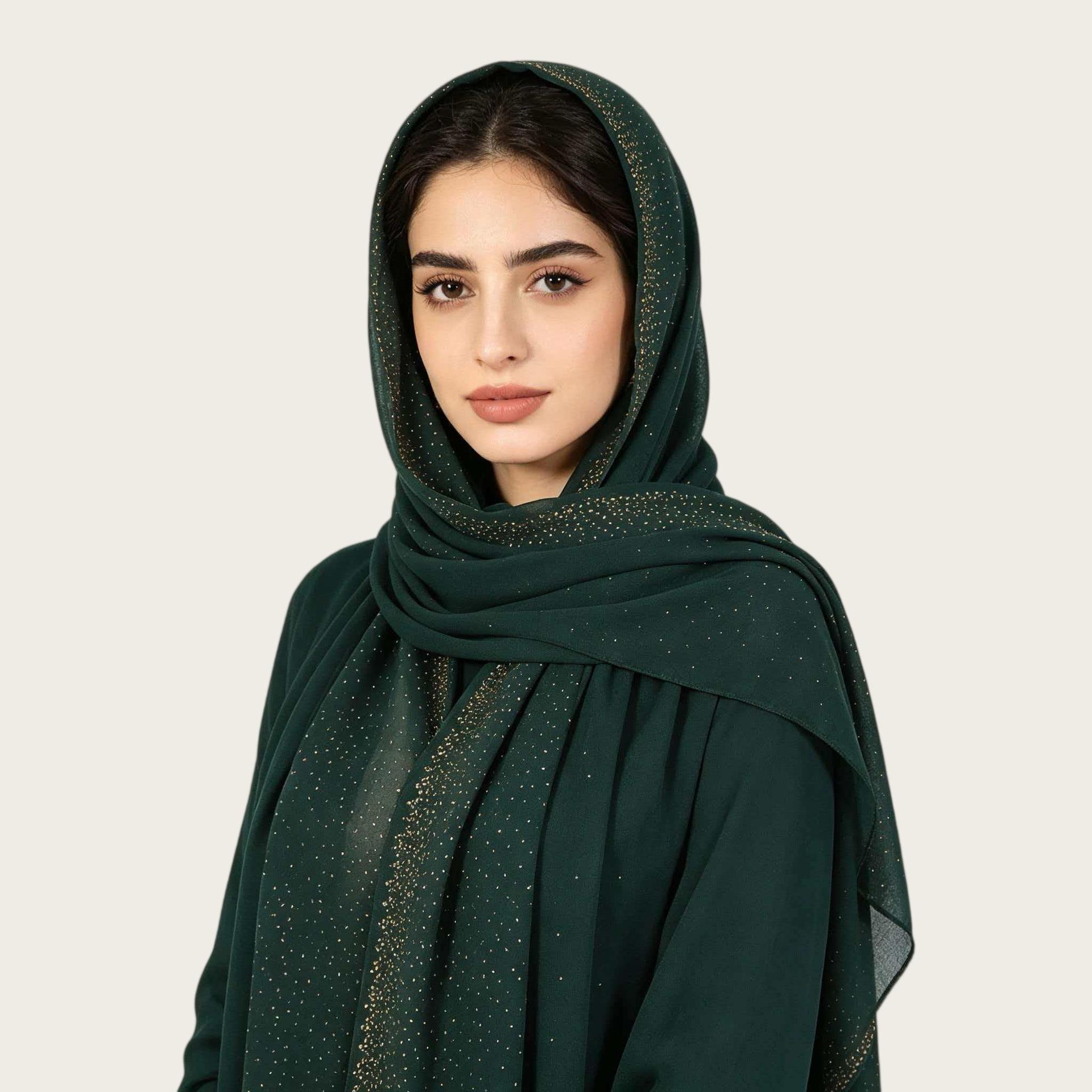 Vollabdeckung Strass Chiffon Schal Einfarbige Atmungsaktiver Gebets-Hijab Knitter-Schal