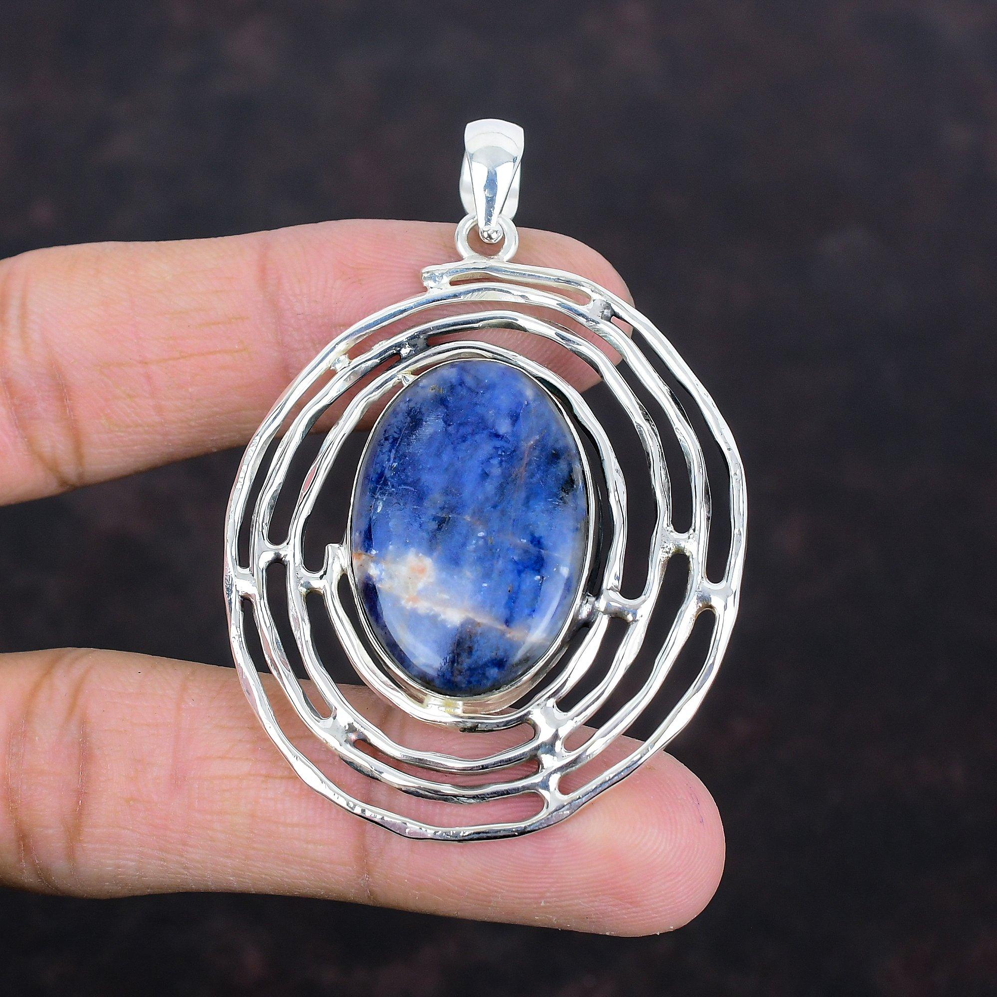 Sodalite Gemstone Pendant Handmade Jewelry 925 Sterling Silver Pendant Top Quality Sodalite Jewelry Anniversary Gifts Latest Design Pendant