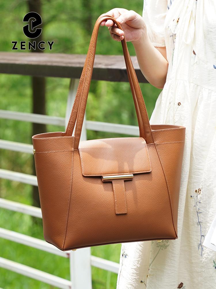 Zency Genuine Leather Women's Large Shoulder Bag for A4