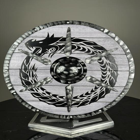 45.72 cm Dragon Shield Authentic Cosplay Battle-worn Wooden Viking Shield Norse Mythology Valhalla Medieval warrior shield Gift
